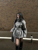 ハイネックショートストラップコート
