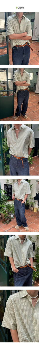 [S/S] Nut seersucker half shirts (2color)