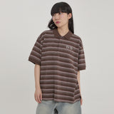 ストライプ ピケ ハーフスリーブ Tシャツ