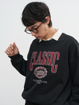 classic applique loose fit mtm - black       
