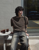 ロニースナップストライプ半袖Tシャツ