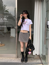 チェックシフォンミニスカート (4C)