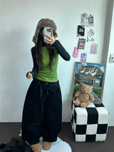 ベルトセット🤎🩵ヒップベルテッドデニムバルーンロングパンツ 🤎🩵2カラー