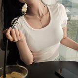 [BELLIDE MADE] SWIRLING RIB CROPED T-SHIRT