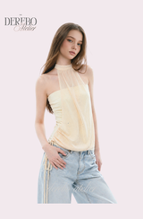 Shine halter chiffon blouse tube top