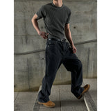 [Unisex] Handling stitch wide denim pants(3color)