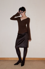 Button Bell Line Knit_Brown