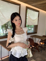ラブリー半袖フリルノースリーブブラウス