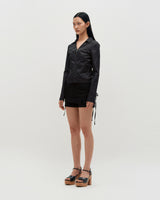V-Neck Sleek Zip-Up _ DARK GREY