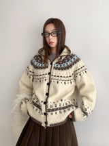 Nordic Mood Vintage Hooded Knit Cardigan