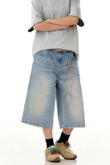 Teal Blue Cropped Jorts