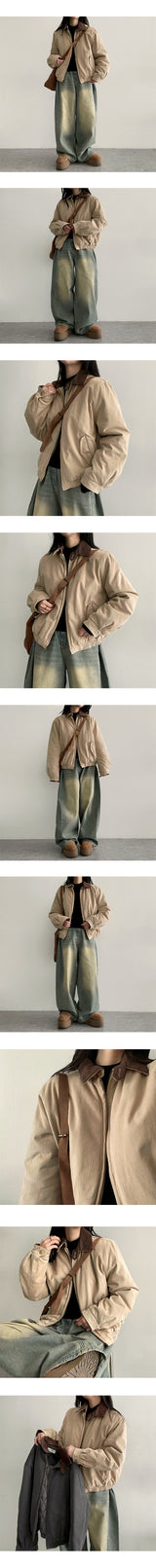 Neming Golden Collar Quilted Short Jacket