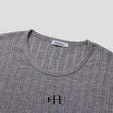 [HFORUS MADE]Forus ニットプリーツUネックロングスリーブス イン メランジ