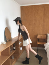 Chiter draped halter strap long tank top sleeveless