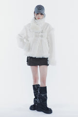 LUNA BELTED SHEARLING JACKET cream
