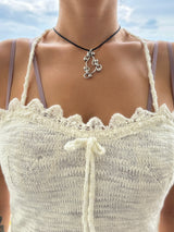 Adinkra Symbol Peace Making Black Strap Necklace (size: 2type)