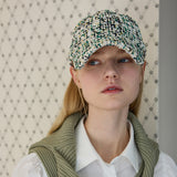 Round Logo Tweed Ball Cap (Black&Green&White)