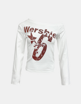 Star Number Off-Shoulder T-shirt