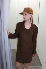WOOL-LIKE LONG COAT_BROWN