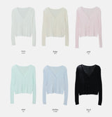 #ビスコースリブクロップVネックカーディガン (6color)
