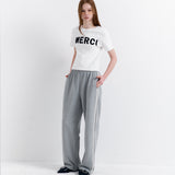 Lace Lining Track Pants_Melange Gray
