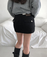 Mitsu Damage Back Pocket Mini Skirt