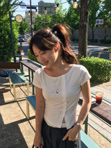 Now Unbalanced Button T-shirt