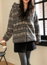 #Cozy Nordic Boa Fleece Hood Jumper (2color)