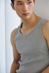 High ribbed logo sleeveless(Gray)