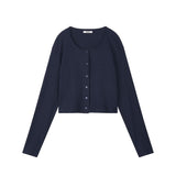 Bella Semi Crop Cardigan Navy