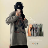 Otin ピグメントヴィンテージプリントオーバーフィットロングスリーブTシャツ