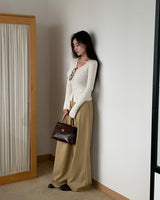 Meld Buckle Pintuck Slacks Pants