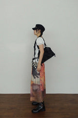 VINTAGE CAT FRINTING LONG SKIRT