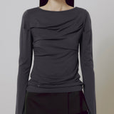 Backless Drape Long Sleeve (FL-130_Charcoal)