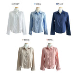Soft Palette Panel-Cut Collar Shirt Blouse