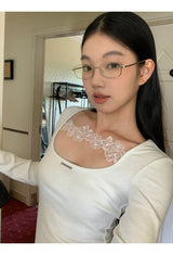 Square Lace Line Long Sleeve T-Shirt