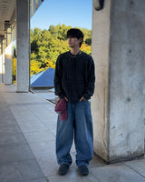 Low curve cargo denim jeans (Black)