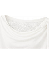 Lena Lace Boatneck Drape Ribbon Top Ivory