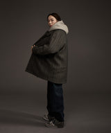W BALMACAAN HERRINGBONE WOOL CASHMERE HALF COAT BLACK