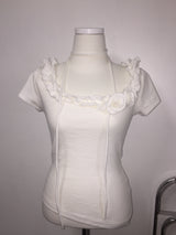Rose Frill Strap Tee