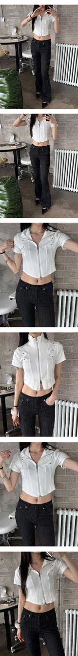Stripe boots cut pants