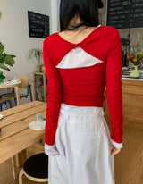 フルーツバックツイストリブニットロングスリーブ