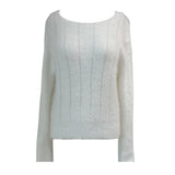  Milk tea angora long sleeve boat neck vertical knit top (5 colors)