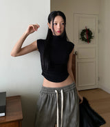 [U-BASIC] Penny brushed shirring cap sleeve half-polar