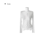 Iton Frill Ribbed See-Through Cardigan