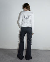 Shirring Cargo Bootcut Pants Charcoal