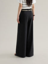High-waisted straight wide slacks