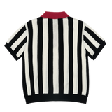 25SS COLLAR POINT STRIPE SHORT SLEEVE KNIT BLACK