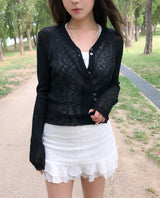 Henne Double Button See-Through Cardigan