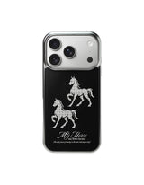 Pony Magsafe Silver Glass Bumper Case(Black)